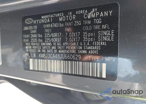 2018 Hyundai Tucson Sel из США, поврежденный, VIN KM8J3CA48JU660629